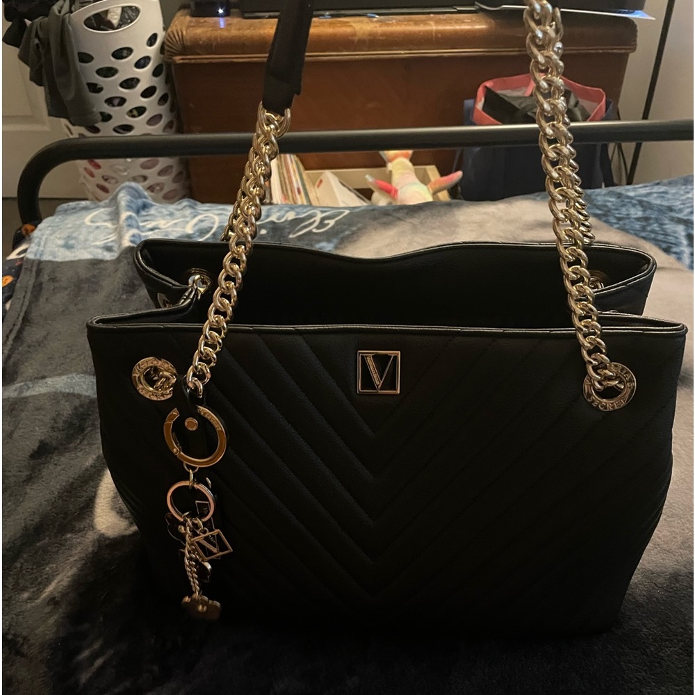 Victorias secret black tote bag + keychain